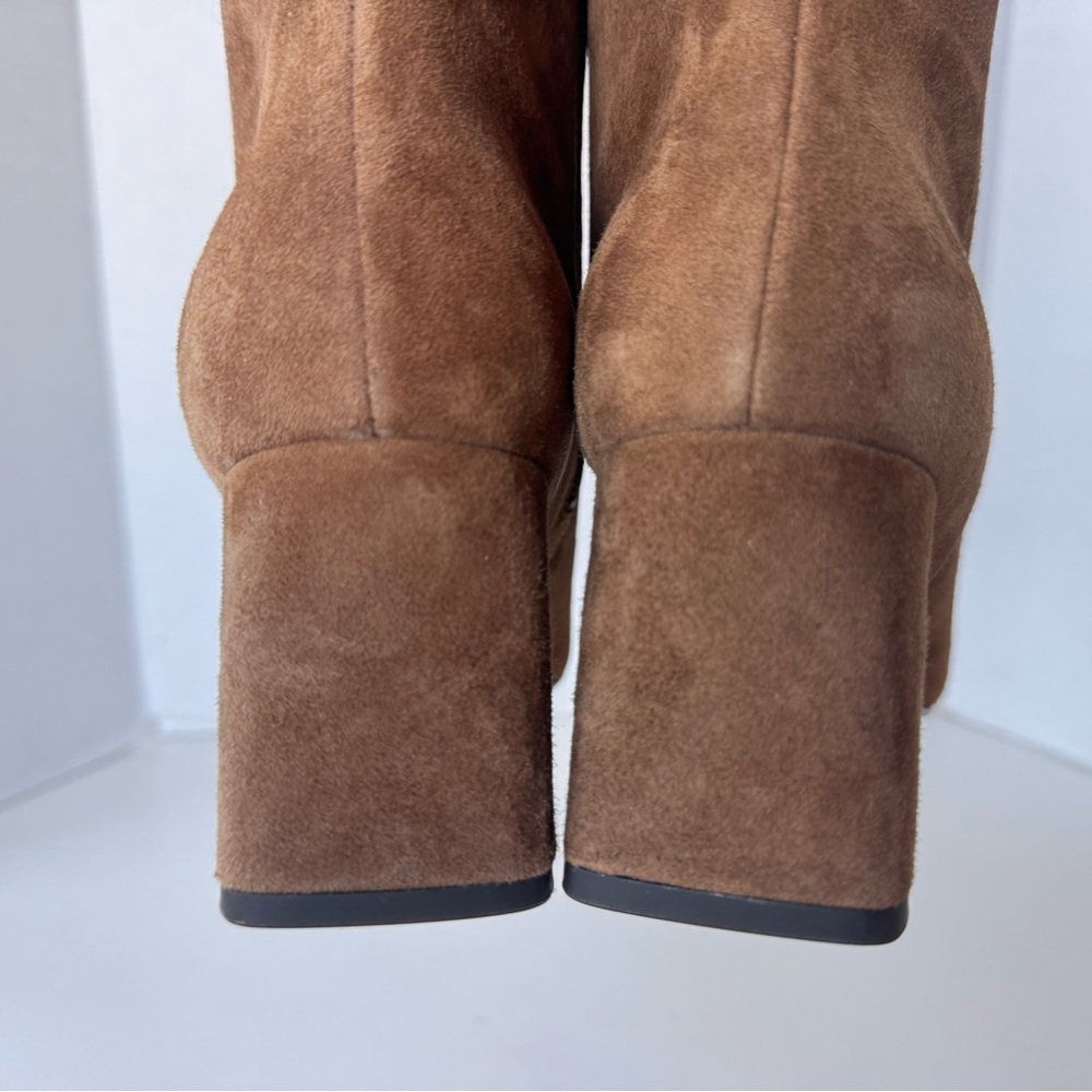 Cole Haan Grand Georgette Tan Leather Suede Tall Block Heel Boots Shoes Size 8 - Picture 8 of 16